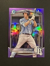 2025 Bowman Chrome Jack Lines Purple Refractor Chrome 1st Prospect Rays /250