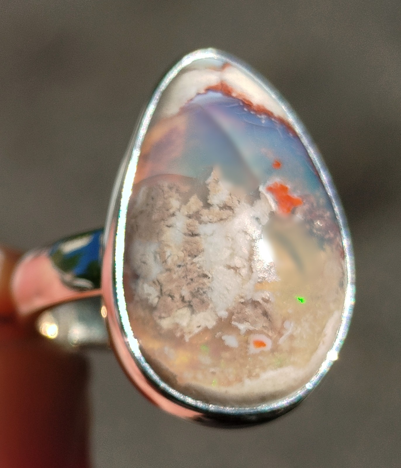 Bague Opale de feu mexicaine 6,44g Ajustable en Argent 925 Finition Anti-Ternissement