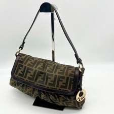 FENDI Chef bag Zucca Hobo Shoulder bag FF logo Handbag Leather Canvas Y2K Auth
