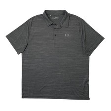 Under Armour Polo Shirt Mens 2XL Grey Heatgear Loose Striped Performance Golf