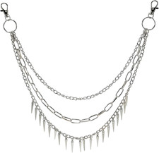 Goth 3-Layer Spike Pants Chain for Women Men, Punk Hip-Hop Jean Pocket Chain