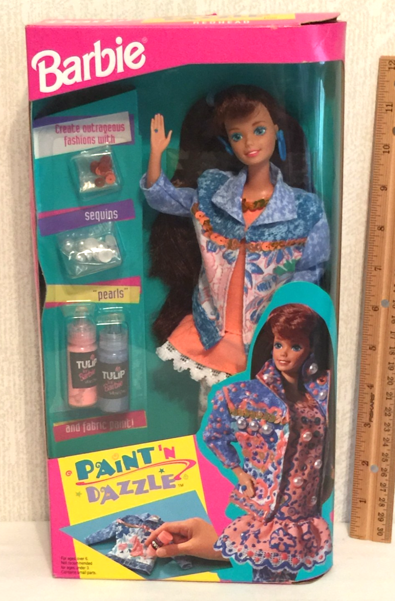 ヤンピー着用メルカリ内1点 Ｌ　pedestal DABbrrrsos 1993 Mattel PAINT'N DAZZLE Barbie #10057 - REDHEAD - NIB (C11) | eBay