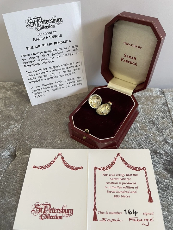 Raro colgante Sarah Fabergé gema y concha de perlas - Coll. de San Petersburgo Edición limitada 164/750 Foto 3 de 4