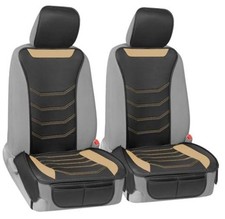 LuxeFit Seat Covers for Cars Trucks Van SUV 2 Pack , Premium Faux Beige