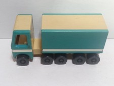 Vintage Fisher-Price Little People Semi Truck & Trailer Teal Tan Plastic Toy