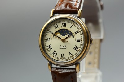Vintage 1988 [Exc+5] Seiko Alba V891-0030 25mm Roman Quartz Women's Watch JAPAN