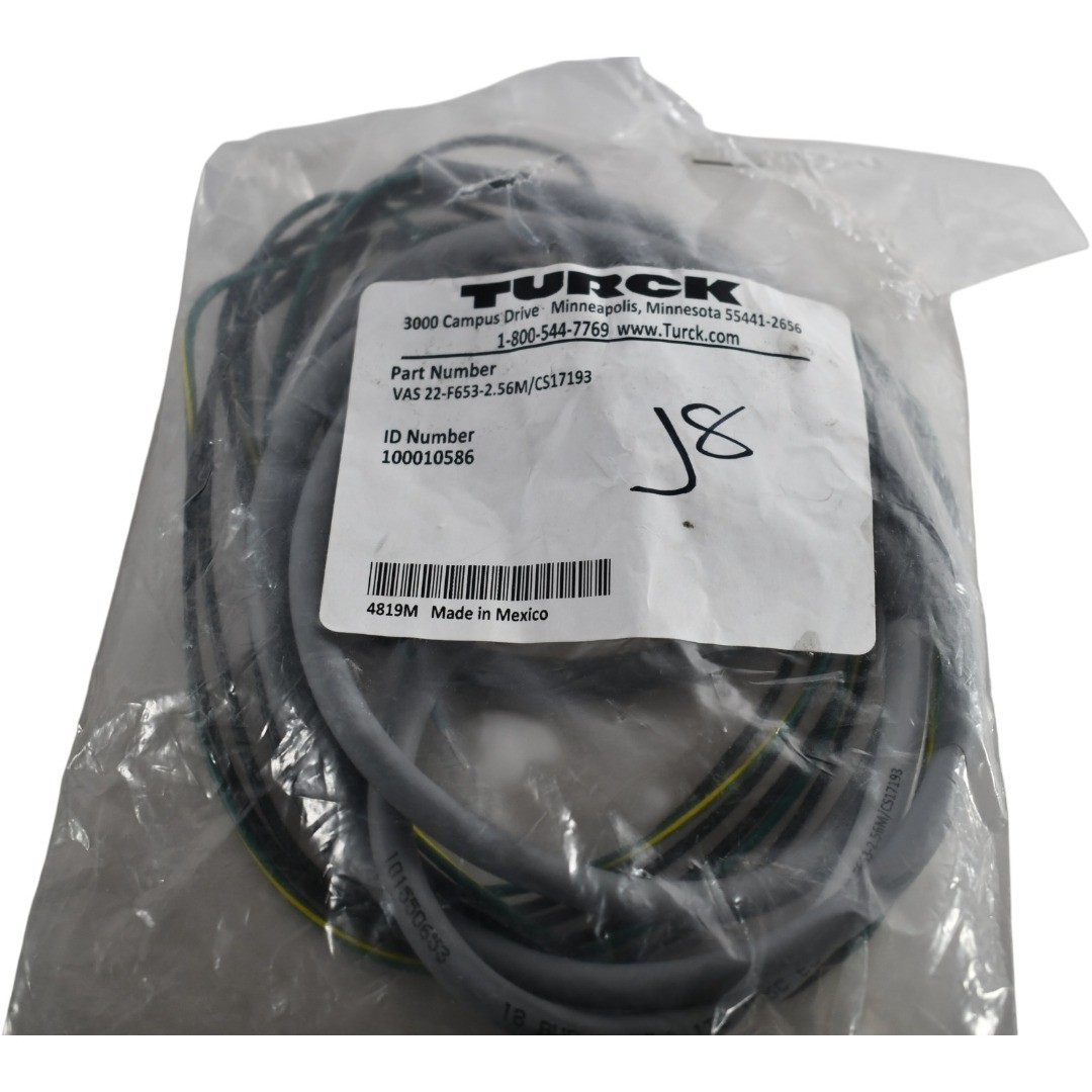NEW Turck VAS 22-F653-2.56M/CS17193 Valve Connector 18mm Form A DIN Cable 18 AWG