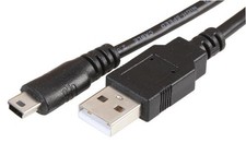 USB 2.0 A to Mini USB B (5 Pin) Male to Male Lead, 2m - PRO SIGNAL
