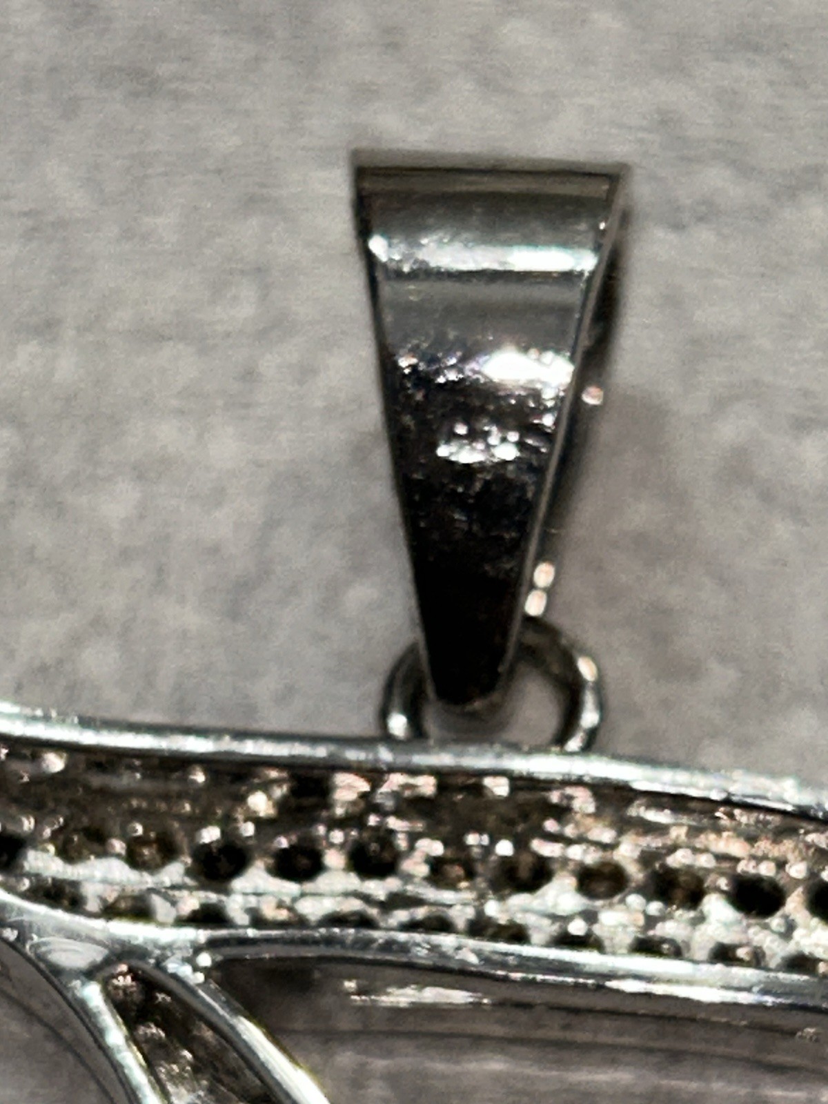 Silver Tone Script Large Initials with Black Rhin… - image 8