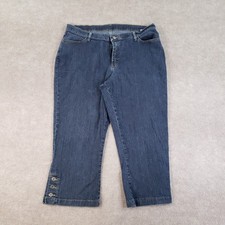 Lee Riders Jeans Women 18W Medium Blue Button Detail Stretch Denim Cropped Pants