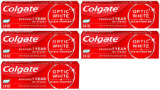 5 Colgate Optic White Stain Fighter Anticavity Fluoride Toothpaste, Clean Mint