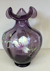 Fenton Royal Purple Vase - Delicate Floral Design - Original Price Sticker -Nice