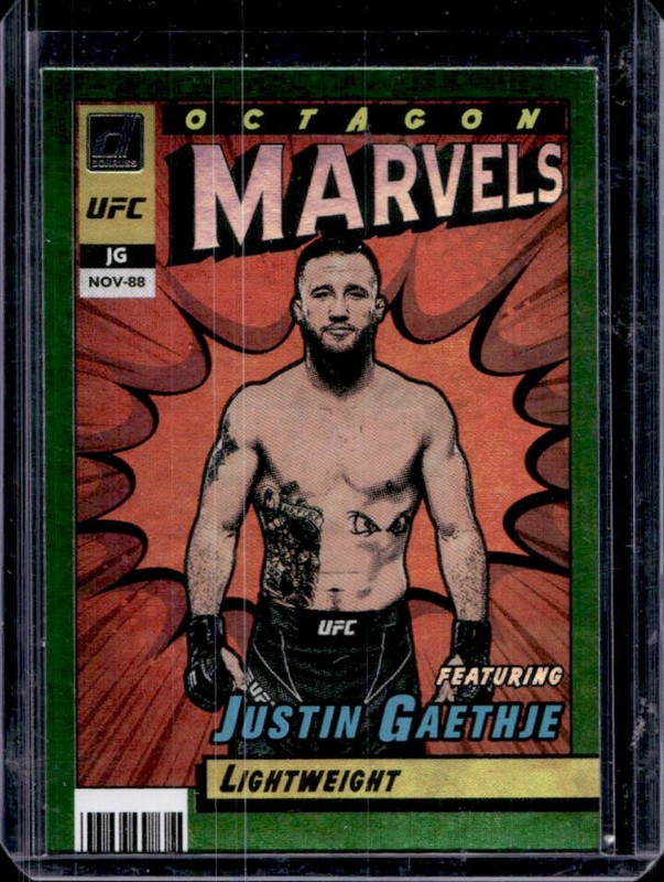 2022 Panini Donruss UFC Justin Gaethje Octagon Marvels Green Flood #15