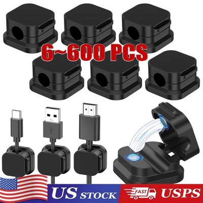 6~600 Pack Magnetic Cable Clips & Cord Holder, Under Desk Cable Management Lot