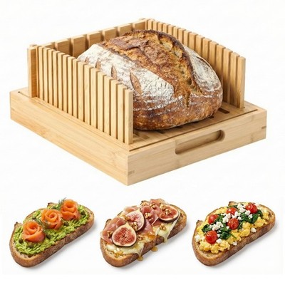 10.5'' Bamboo Bread Slicer for Homemade Bread - Sourdough Slicing Guide with C...