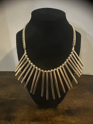 Express Gold Tone Spike Cleopatra Collar Sunburst Bib Statement Necklace