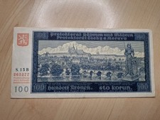100 Kronen Protektorat B&ouml;hmen Und M&auml;hren Prag 1940 Drittes Reich Banknote