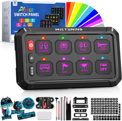 P1S RGB 5 Inch 8 Gang Switch Panel, High Power 6 Level Brightness Multifunction