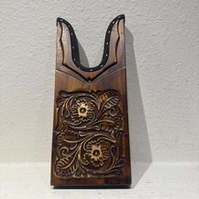 BB Ranch Floral Boot Jack Carved Wood Leather Brown Cowboy Boots