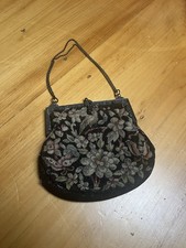 Floral Tapestry Vintage Clutch Gold Metal Claps  Chain Embroidery Purse