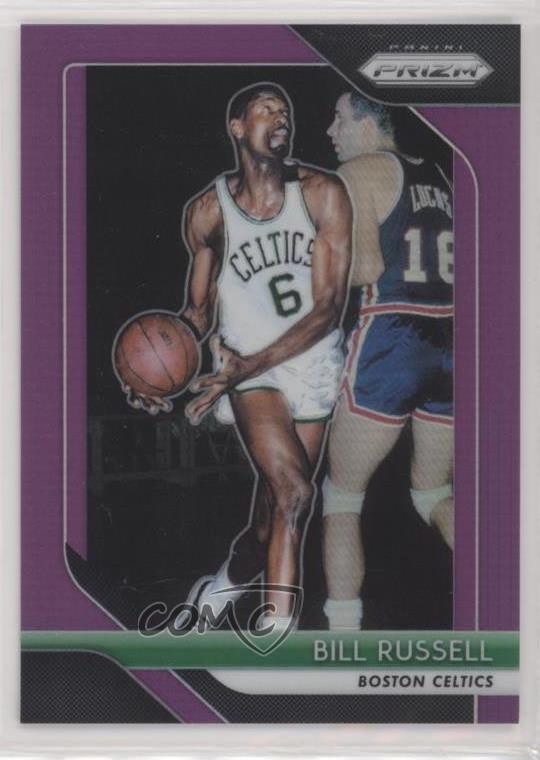 2018-19 Panini Prizm Purple Prizm 5/75 Bill Russell #25 HOF 9v7