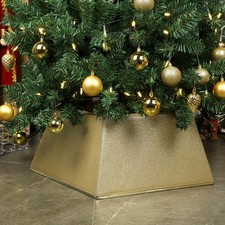 Fabric Christmas Tree Collar, Square Christmas Tree Ring, Glittering Willow C...