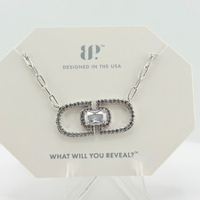Bomb Party Necklace NK96640 "Inner Power Shines Through" Clear CZ on Rhodium