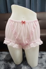  A317 2XL/ElasticW.24-42" Vintage Style Pink Nylon Full Brief Panties Underwear