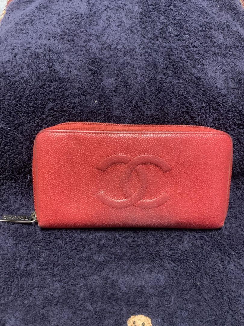 CHANEL Caviar Skin Long Wallet Black RR088182