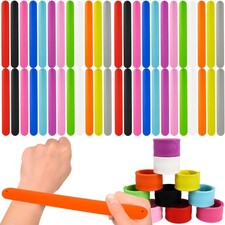 72 Pcs Silicone Slap Bracelets Bulk Rainbow Snap Bracelets Soft Slap Bands Wr...