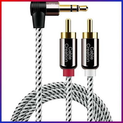 CableCreation 3,5mm Klinke auf 2x Cinch Kabel 10FT Stereo Y-Splitter für Audio