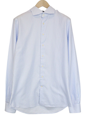 SUITSUPPLY Herren Hemd 44L/ 17 1/2L blau extra schmal gestreift reine Baumwolle anprobieren*