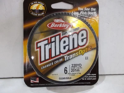Berkley Trilene TransOptic fishing line 6 lb test 220 yards clear gold NIB