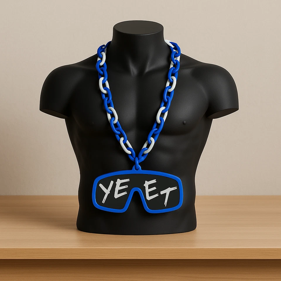 Jey Uso Yeet 眼镜 摔跤项链 链 32 英寸 粉丝炒作 闪亮徽章 批量 2 件 — 第 2/4 张图片