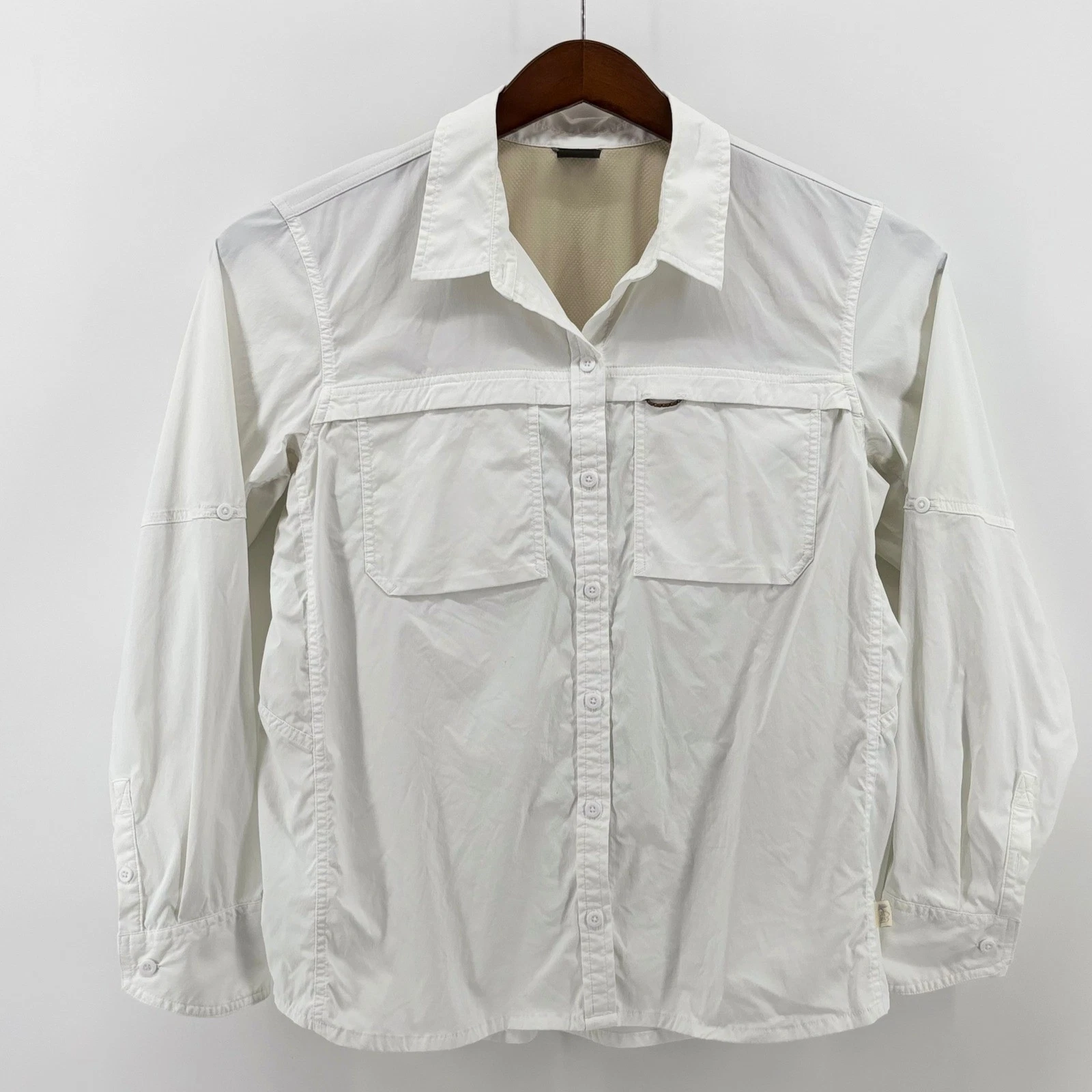 REI Co-op Mens Sahara Long Sleeve Button Down Shirt White XL Hiking Travel Vent