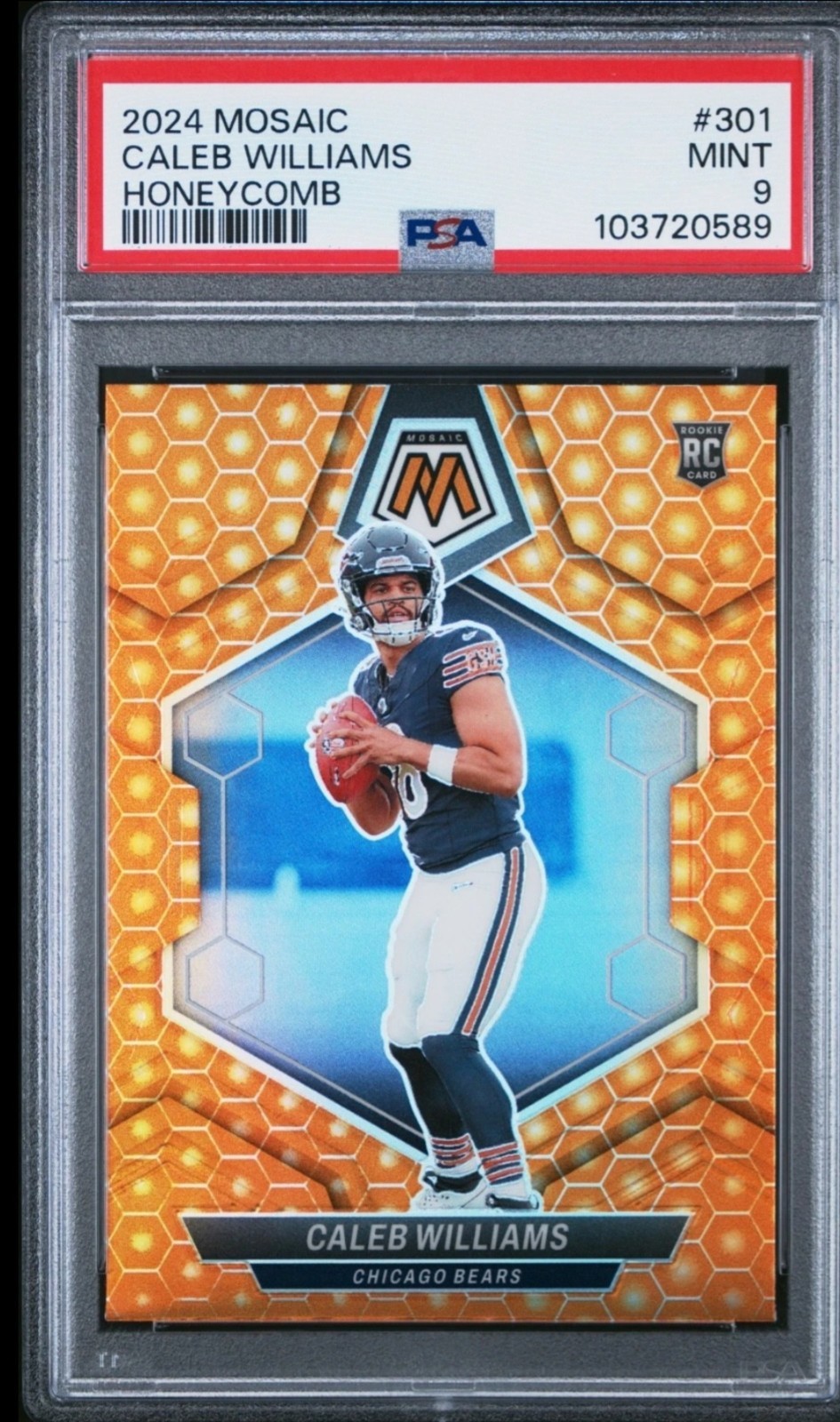 2024 Mosaic - Rookies Caleb Williams #301 Honeycomb SSP Prizm (RC) PSA 9 LOW POP