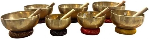 7 Chakra Singing Bowl Set, Tibetan Singing Bowl Set of 7, Handmade Healing Bowls - Picture 3 of 5