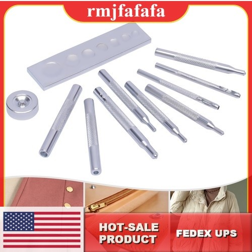 11-Piece Rivet Tool Set with Base, Hollow Punches for DIY Crafts and Repairs