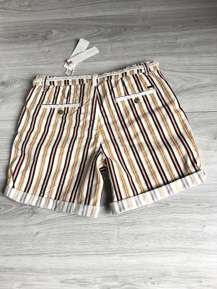 NEU Esprit Damen Bermuda Shorts Größe 38 Naturtöne Gürtel Cotton Stretch - Bild 3 von 3