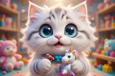 Cute Baby Cat Kitty 4K Wallpaper Digital Art HD Animal Printable Kids Room 1108