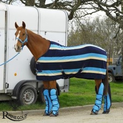 Full Length Travel Boots Rhinegold Elite Ripstop COB TURQUOISE/NAVY Show Season