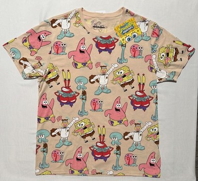 Spongebob Squarepants Mens All Over Print Shirt NWT Large