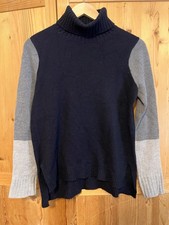 VINCE. Women s Cashmere/Wool Turtleneck Colorblock Blue Knit Sweater - Size S