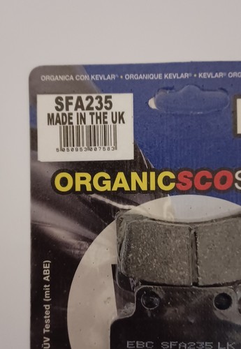 EBC Organic FRONT Disc Brake Pads (1 Set) Fits KEEWAY SWAN 50 (2010 to 2011) - Picture 3 of 7
