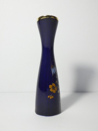 VINTAGE ROYAL PORZELLAN BAVARIA KPM GERMANY COBALT BLUE FLORAL 5.5" PITCHER VASE - Picture 8 of 11