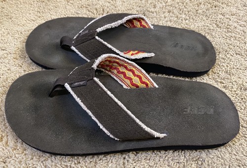 Mens Reef Brown Fabric Slip-on Thong 