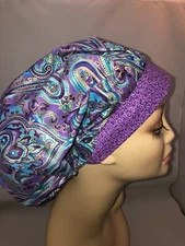 Bouffant Scrub Hat Gypsy Paisley Surgical Cap CRNA CNOR Chef Md CORT Blue Purple