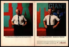1964 Y. A. Tittle New York Giants NFL QB Manhattan Mantrim Shirt 2-Page Print Ad