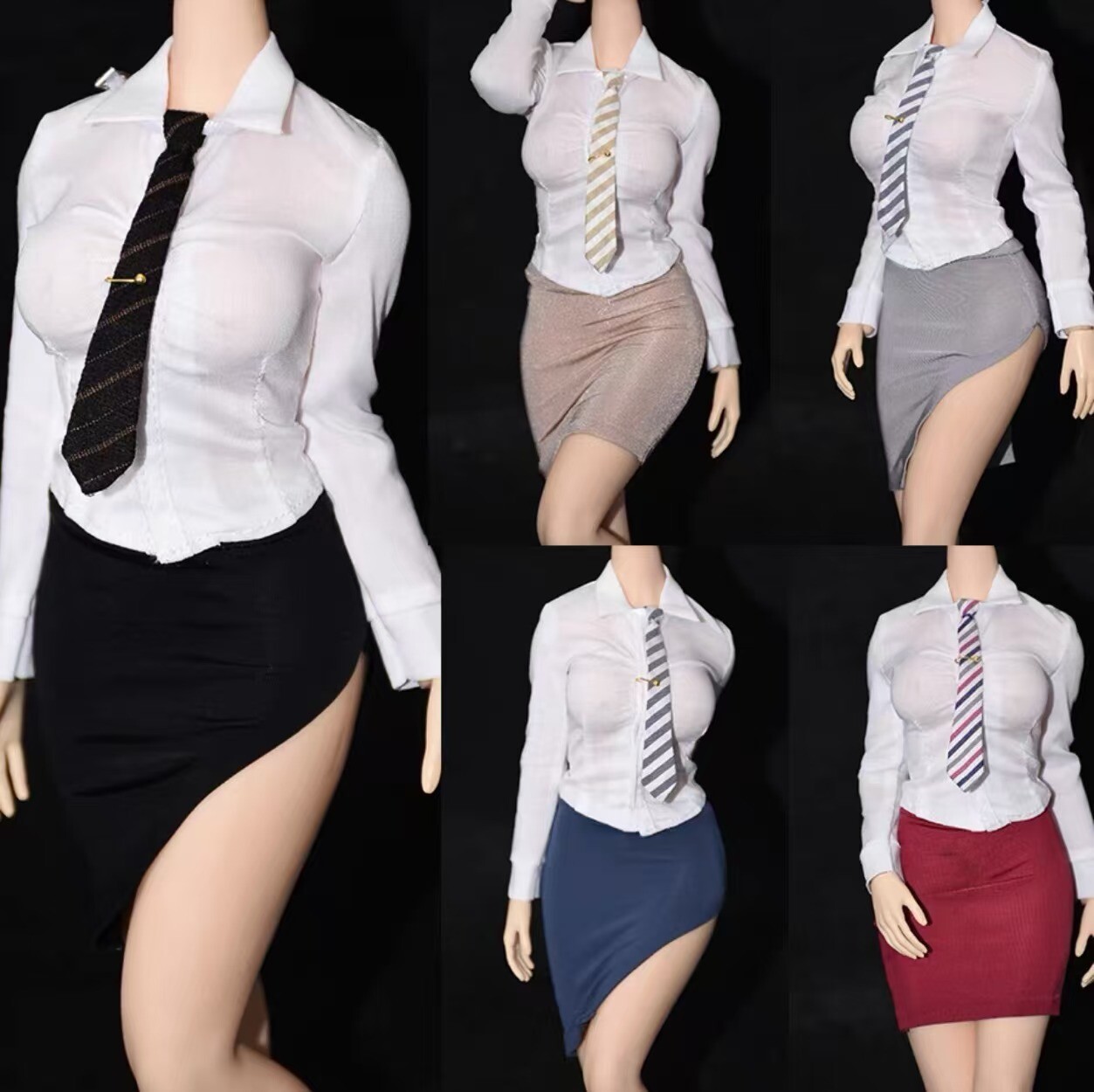 1: 6 Gray Red Black Skirt Dress Clothes for 12 