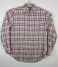 Peter Millar Men's Cotton Multi Color Red Plaid Check Large Cotton Dress Shirt